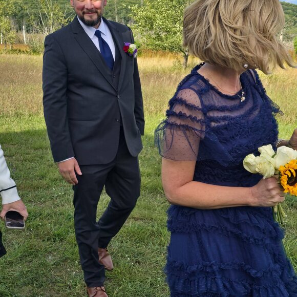 Navy Ruffle Gown Size 2 - Picture 10 of 13